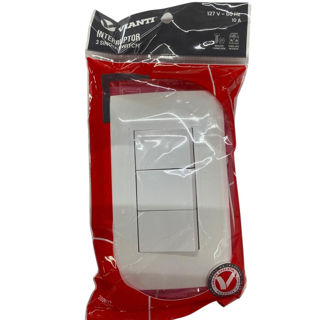 Apagador Triple Con Placa Vianti